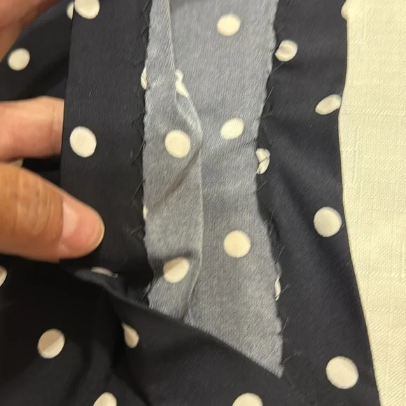 (H1)The Limited Navy Blue Polka Dot Zip Up Off Shoulder Wide Leg Jumpsuit,Size S - Picture 14 of 16